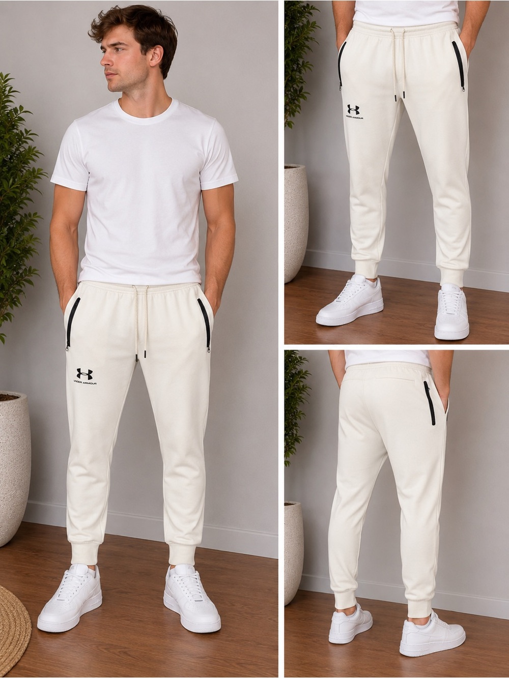 Under Armour ColdGear Cream Jogger Sweatpants Men’s Small Athletic